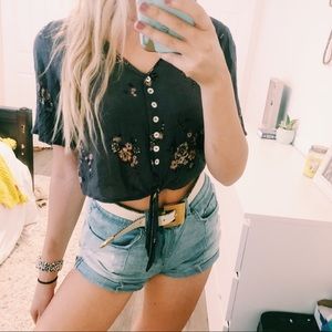 Socialite Purple Crop Top Floral Blouse